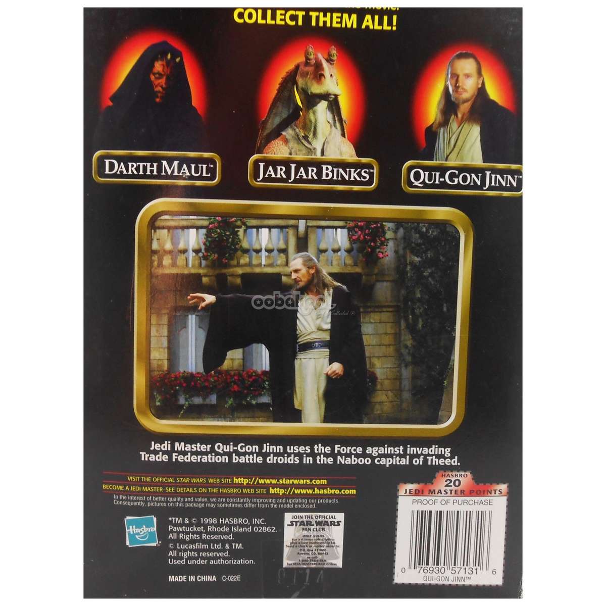 Star Wars / Qui-Gon Jinn / Episode 1 Collection / 1998 Hasbro 12 Inch Poseable Figure / NIB
