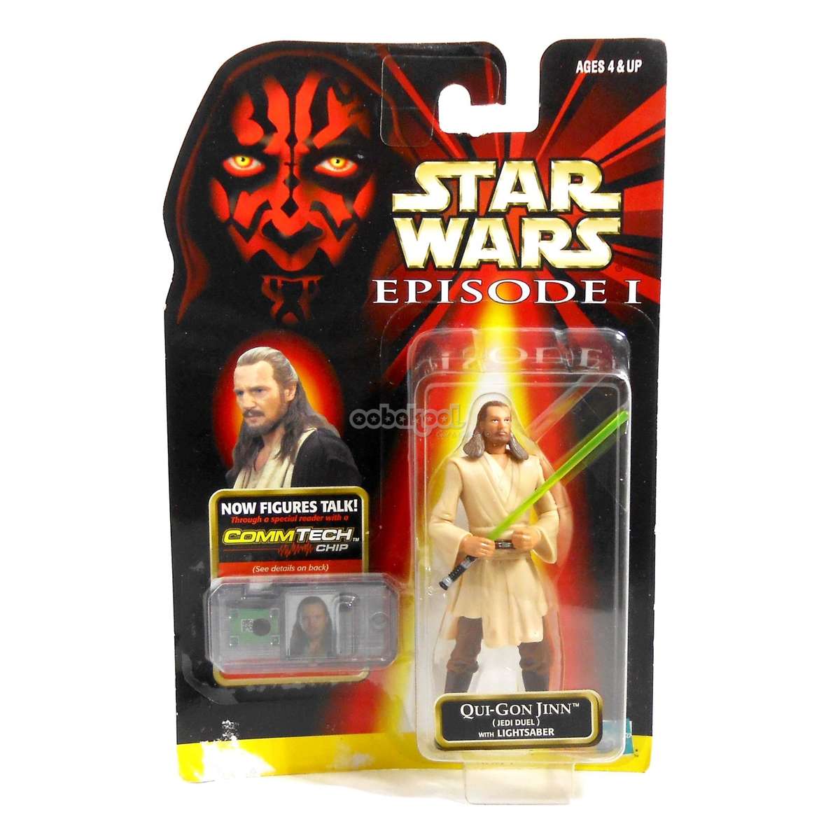 Star Wars / Qui-Gon Jinn / Episode 1 Collection / 1998 Hasbro 3.75 Inch Action Figure / MOC
