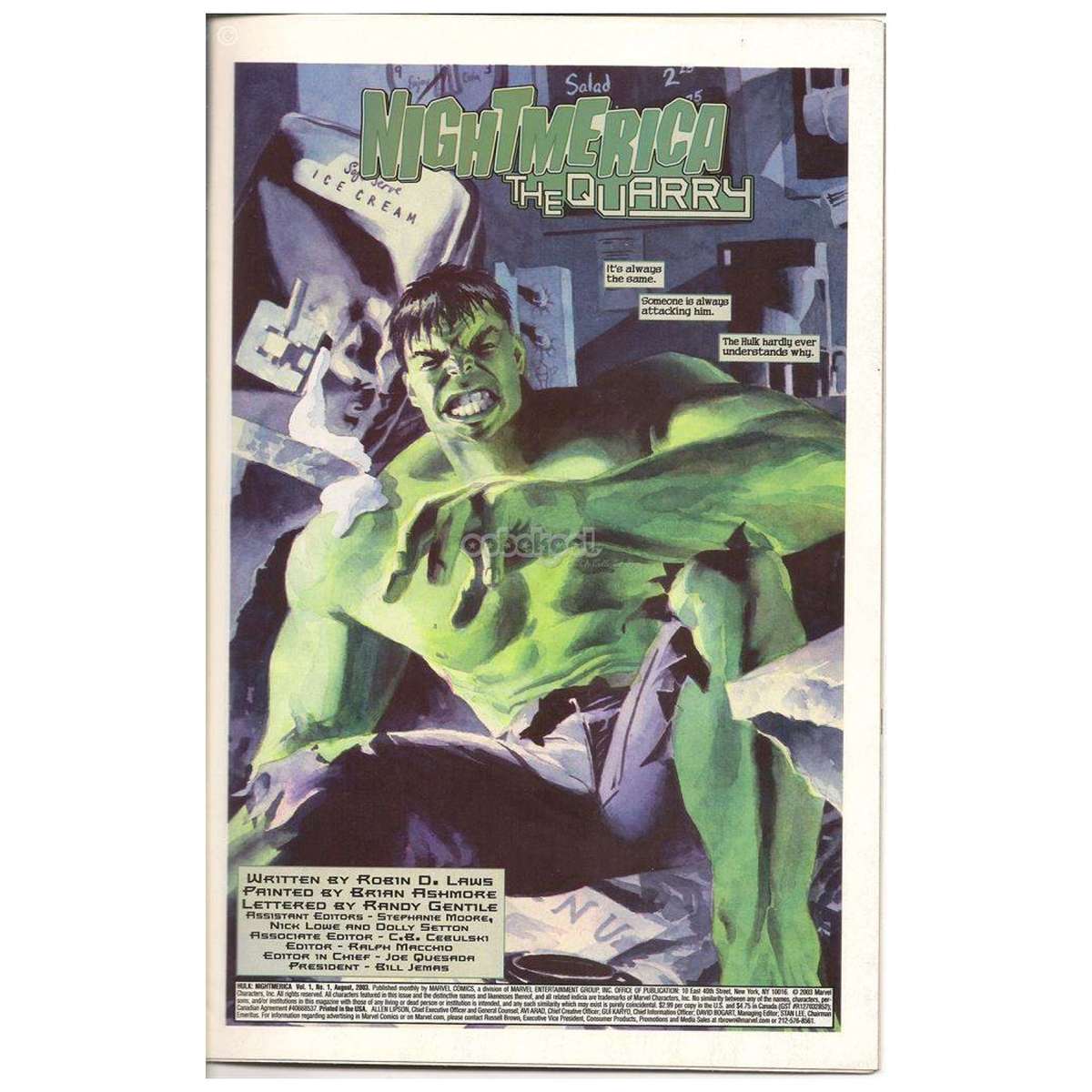 The Incredible Hulk / Nightmerica 1 of 6 / Marvel #1 Sep 2003 / Comic Book