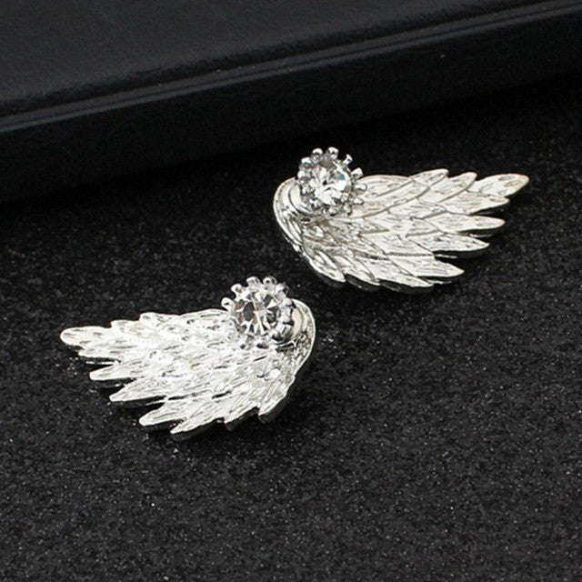 Women's Angel Wings Stud Earrings - Silver