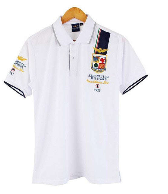 Embroidery aeronautica militare men's t shirt - White / XL