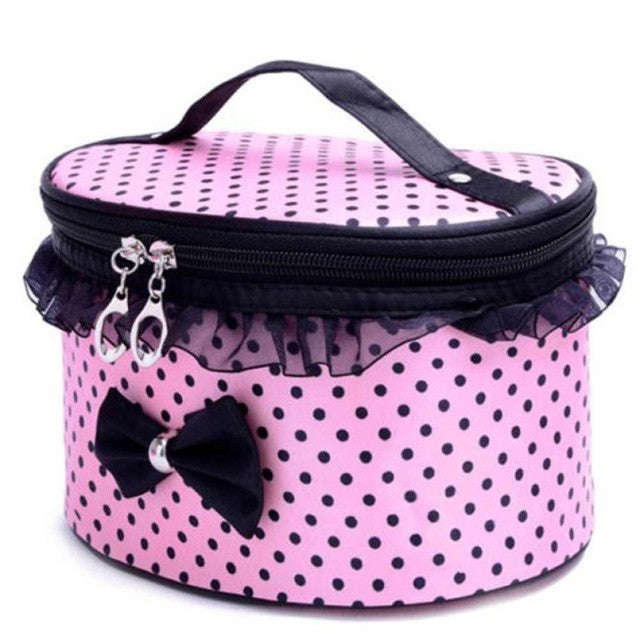 Polka Dot Cosmetic Zipper Bag - Pink
