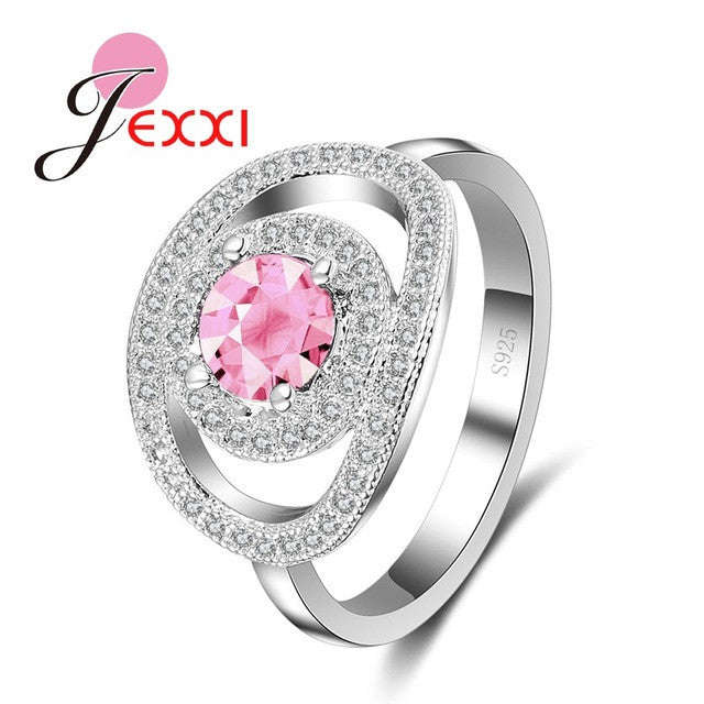 Cubic Zirconia Fashion Rings Available in 5 colours - 7 / Pink