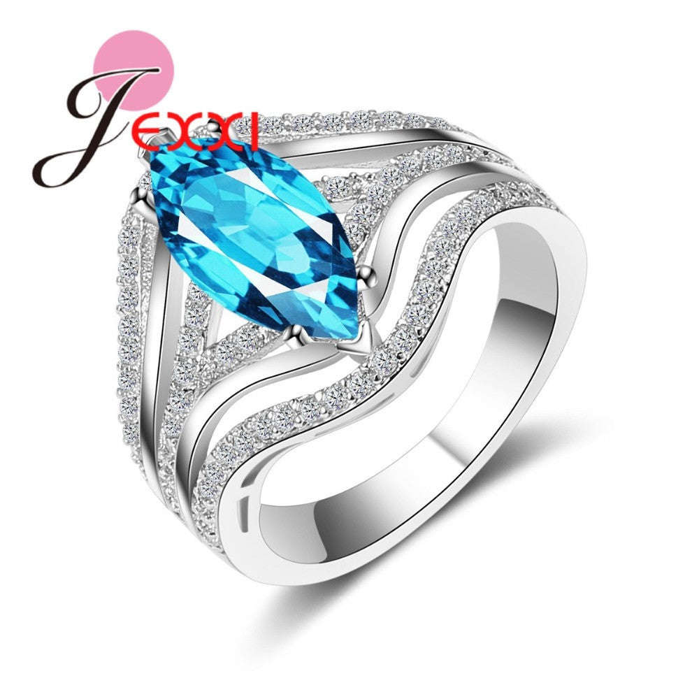 Light Blue CZ Crystal Ring - 6