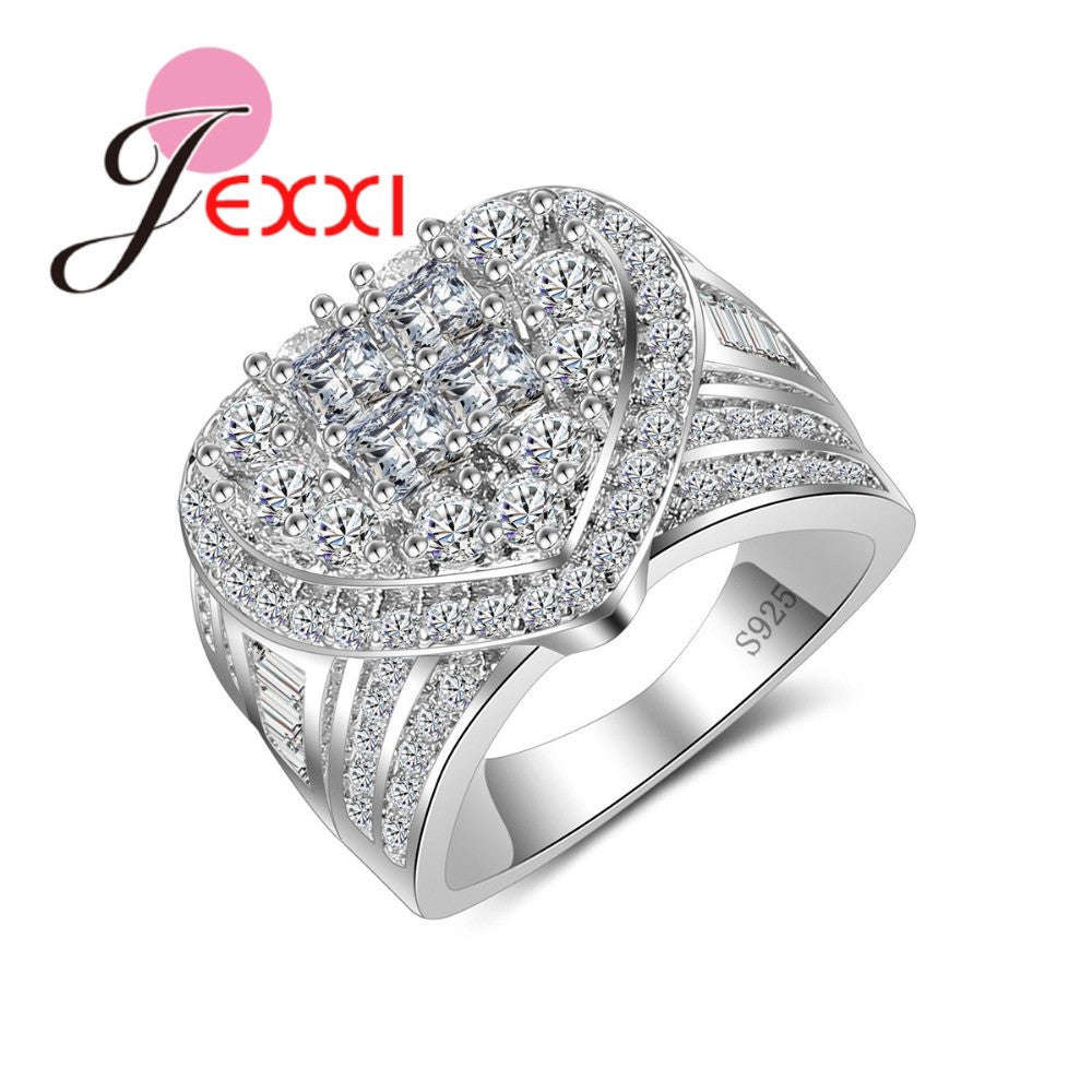 Heart Sharped CZ Crystal Ring - 10