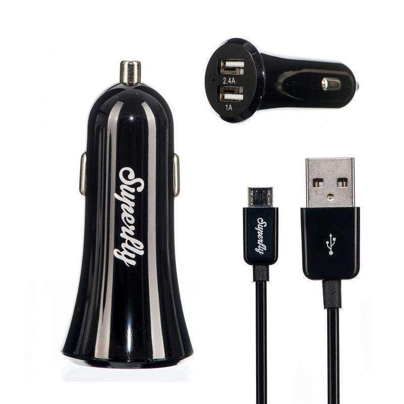 Superfly Dual USB Car Charger with 1.2m Micro USB Cable - Black