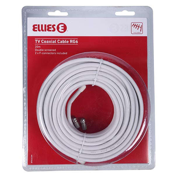 Coax Cable RG6 20M with Connectors (Satellite Dish Cable RG6)
