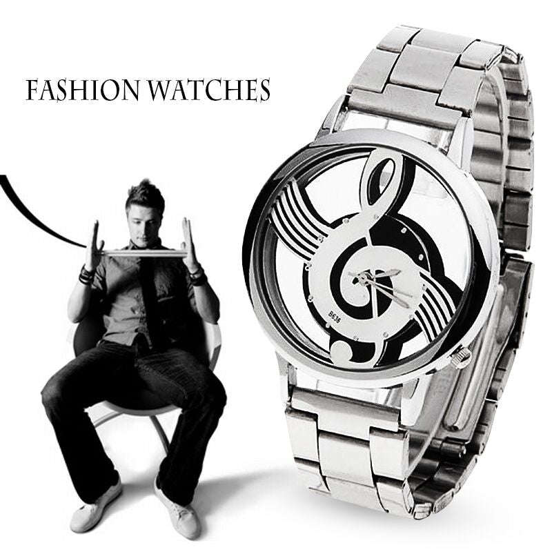 2017 New Luxury Brand Fashion and Casual Music Note Notation Watch Stainless Steel Wristwatch for...