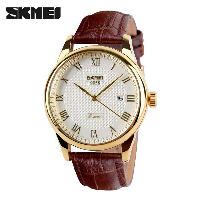 Mens Watches Top Brand Luxury Quartz Watch Skmei Fashion Casual Business Watch Male ... - white gold