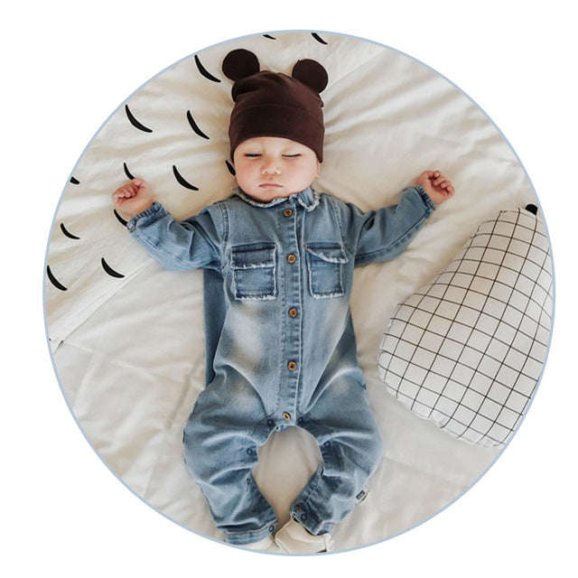 2017 Soft Denim Baby Romper Graffiti  Infant Clothes Newborn Jumpsuit Babies Boy Girl... - Blue / 6M