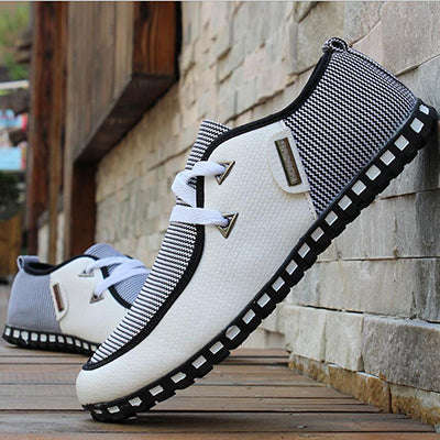 2017 Spring breathable doug men loafers casual shoes increased within  the British f... - white / 11