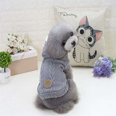 2017 Classic Straw-Rope Pet Dog Sweater Apparel Knit Pet Clothes Winter Hoody Coat for... - Gray / M