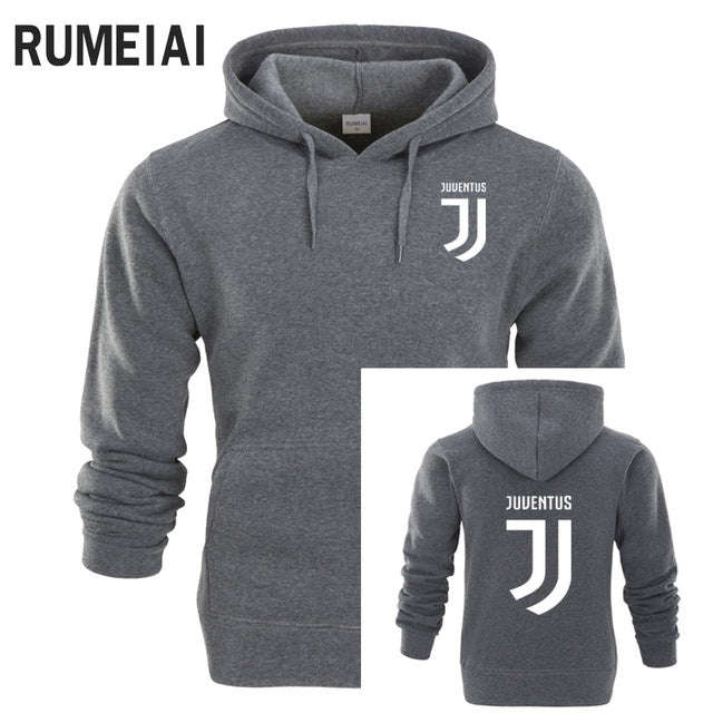 RUMEIAI New Man/Women Juventus 2017 Print Sportswear Hoodies Male Hip Hop Fl... - gray and white / L