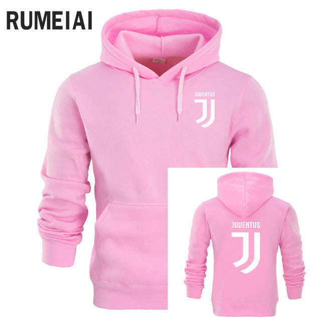 RUMEIAI New Man/Women Juventus 2017 Print Sportswear Hoodies Male Hip Hop Fl... - pink and white / M