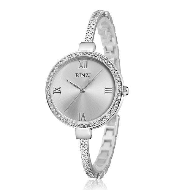 Fashion Women Watches Luxury Brand Watches ladies quartz watch Rose Gold WristWatch Fash... - silver