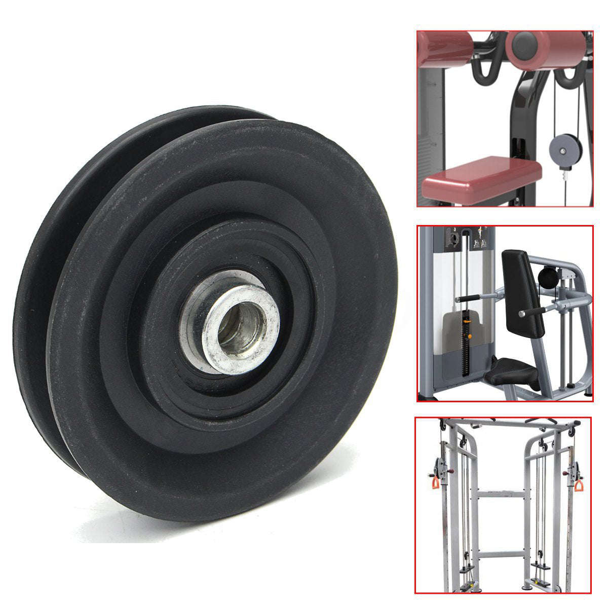 MAYITR High Quality Bearing Pulley 90mm Wearproof Nylon Bearing Pulley Wheel Cable Gym Universal ...
