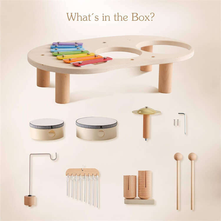 7 in 1 Baby Wooden Instrument Drum Set