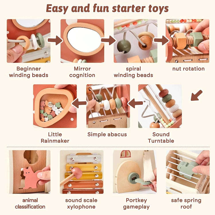 5 in 1 Mushroom Wooden Activity Cube