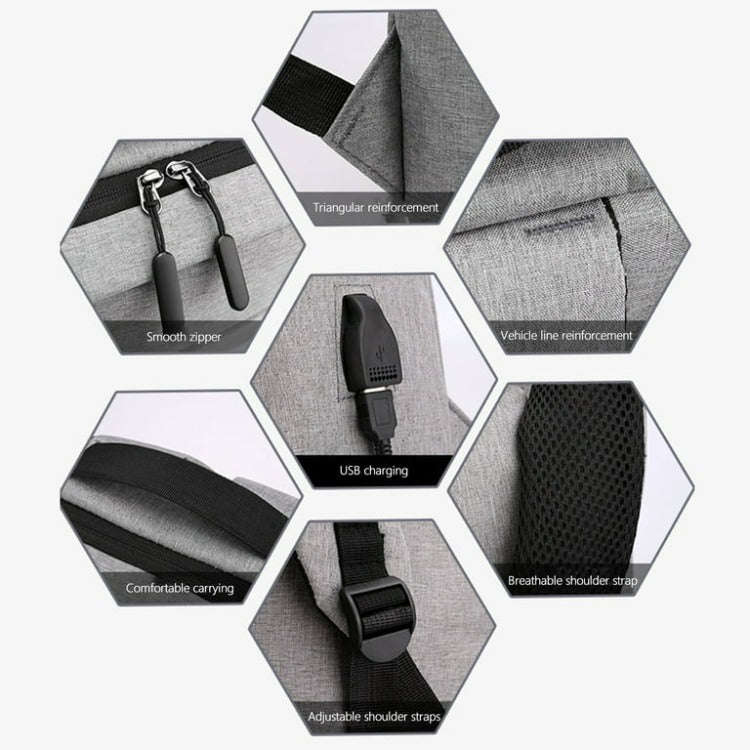 USB Charging Double Shoulder Backpack | Black