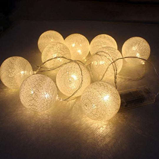 Cotton Balls String Lights | 10 White