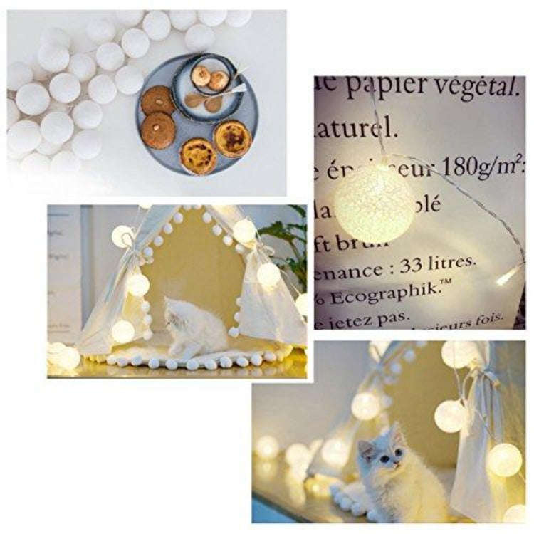 Cotton Balls String Lights | 10 White
