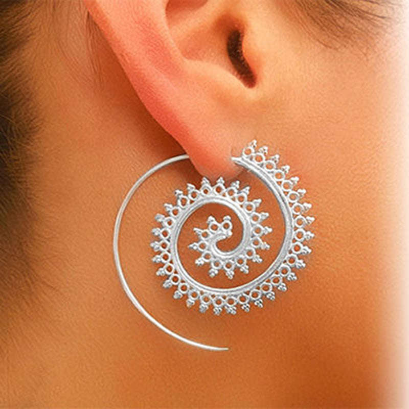 Spiral stud Earring Ear Stud Earrings - Antique Bronze Plated