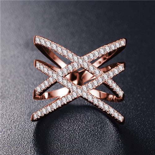 Double Letter X Shape Ring - 9 / Rose Gold Color