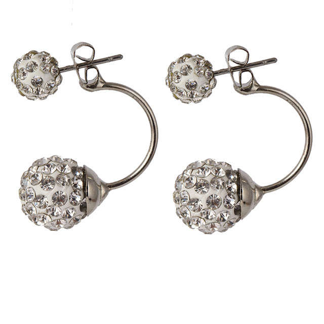 Double Side Earrings,Fashion Crystal Disco Ball Shamballa Stud Earrings - E1754