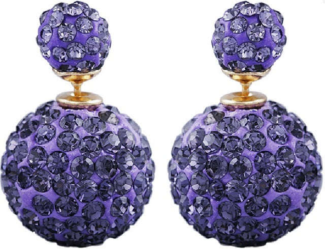 Crystal Balls Double Sided Imitation Pearl Earring Shamballa Rhinestone - 2 pair Percent 5 off 6