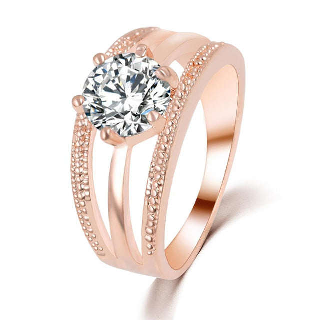 Austrian Crystals Ring Rose Gold Color Flower Ring - 8 / Rose Gold Color