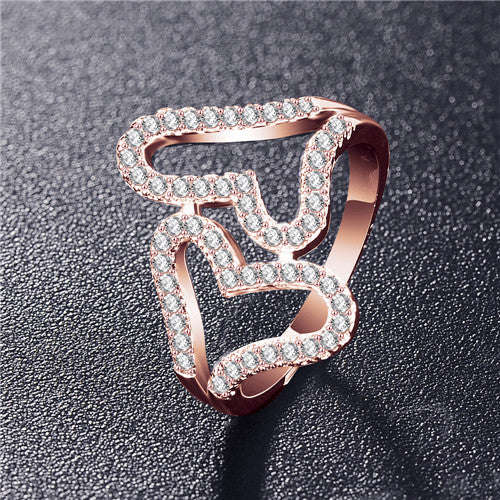 Double Letter X Shape Ring - 9 / Rose Gold Color