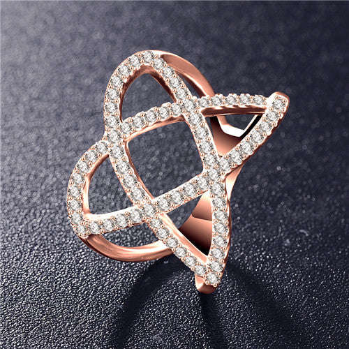 Double Letter X Shape Ring - 9 / Rose Gold Color