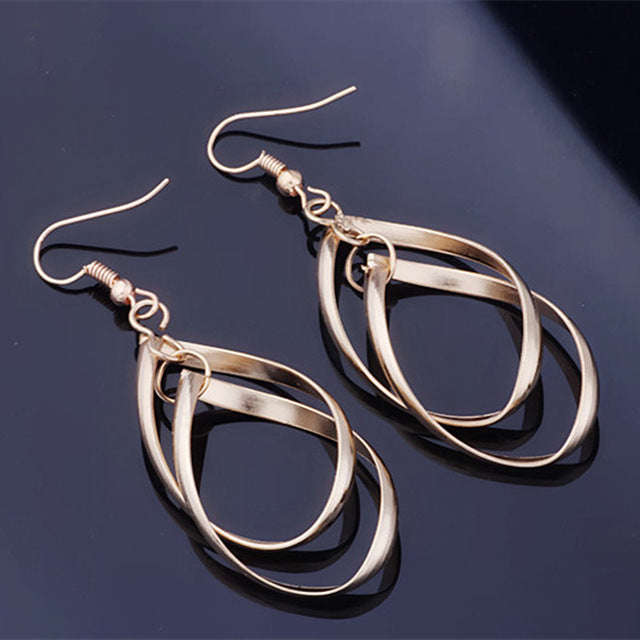 Big Dangle Earrings For Women Long Drop - Gold