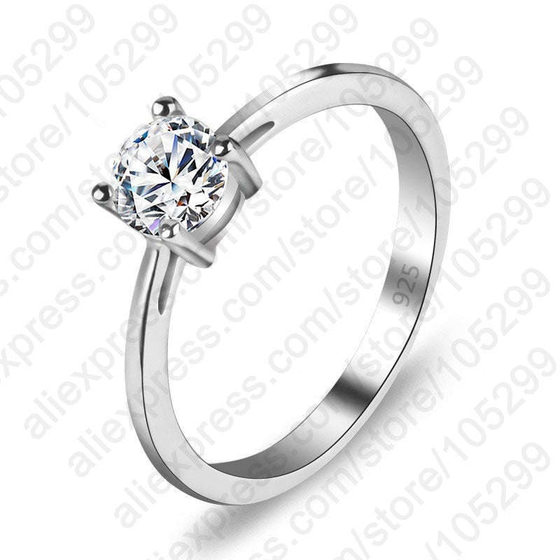 Cubic Zircon Silver Wedding Ring - 8