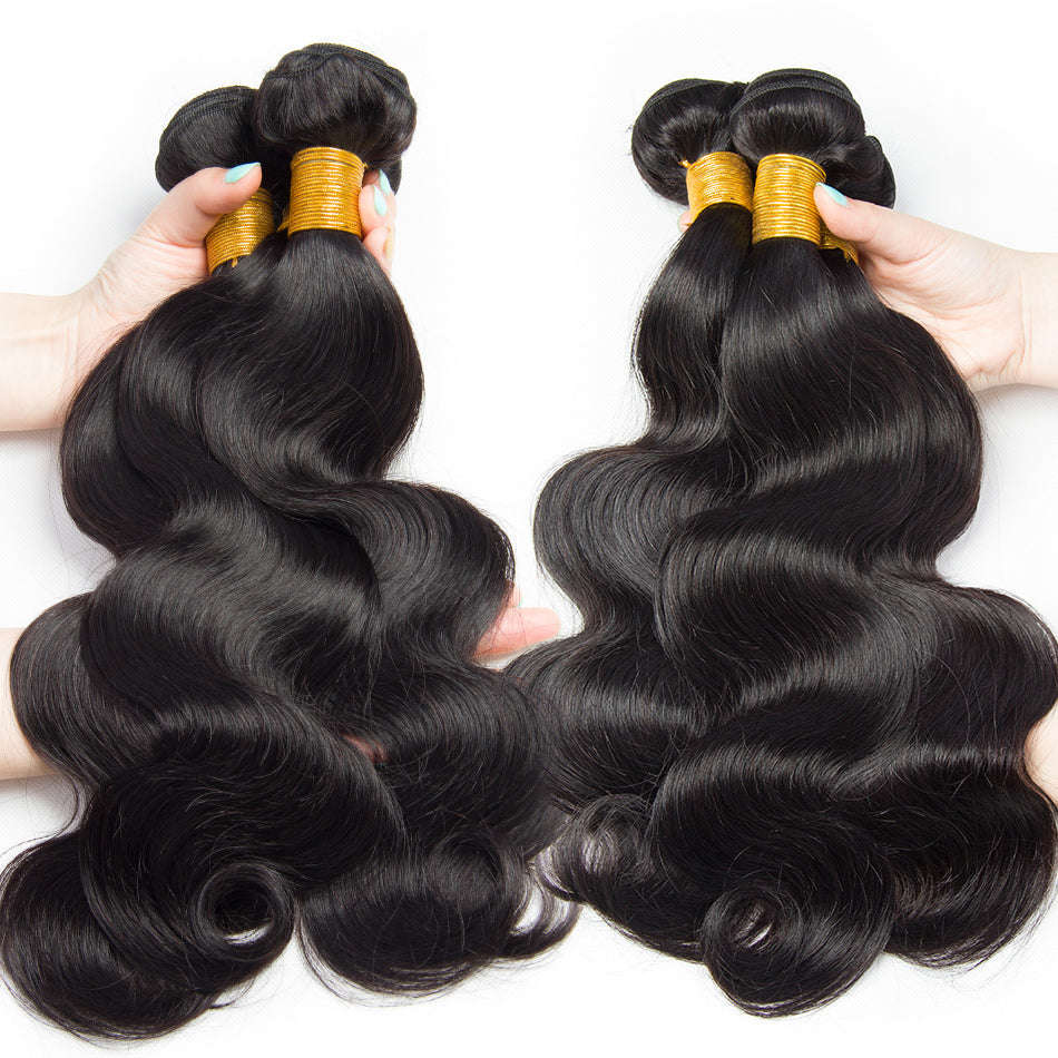 Brazilian Body Wave Hair Natural Color 100% Human Hair Weave Bundles Can Be Colored 10... - 12inches
