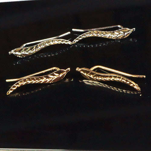 2 Pairs Exquisite Gold Color Leaf Earrings - Silver