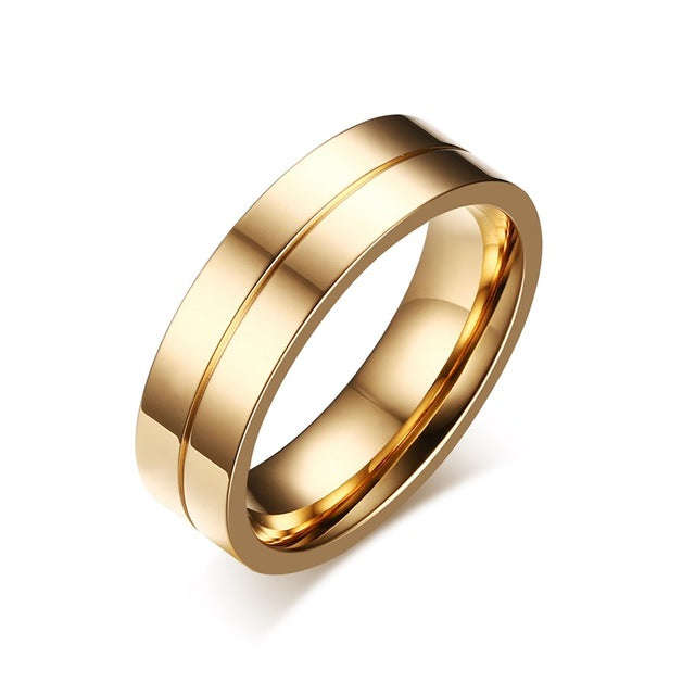 Trendy Wedding Bands Rings for Women / Men Love Gold-color Stainless Steel... - 10 / 1 piece for men