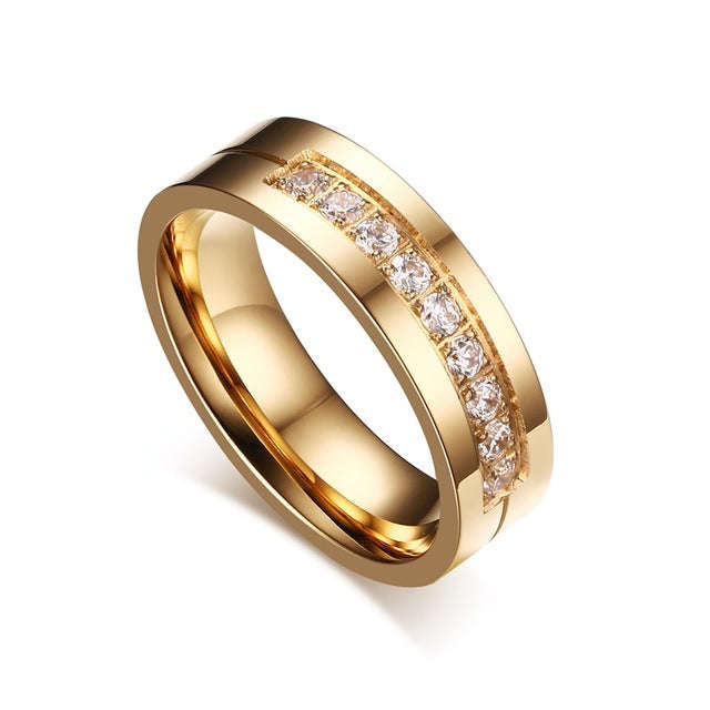 Trendy Wedding Bands Rings for Women / Men Love Gold-color Stainless Stee... - 5 / 1 piece for women