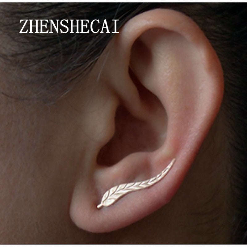 2 Pairs Exquisite Gold Color Leaf Earrings - Silver