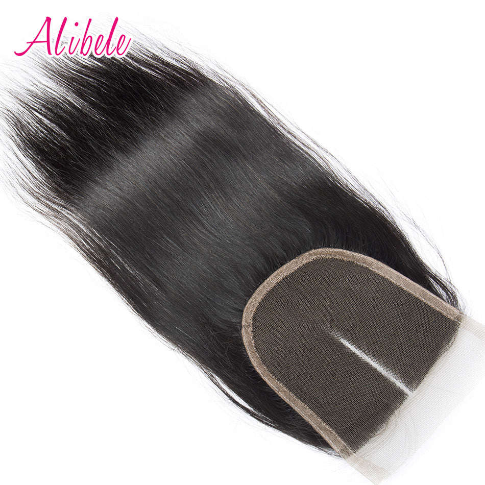 Brazilian Straight Hair Swiss Lace Closure 130% Density Human Hair Weave 4x4'' Closure... - 18inches