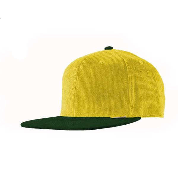 Topfit Corduroy Flat Peak Cap - Yellow | Bottle Green