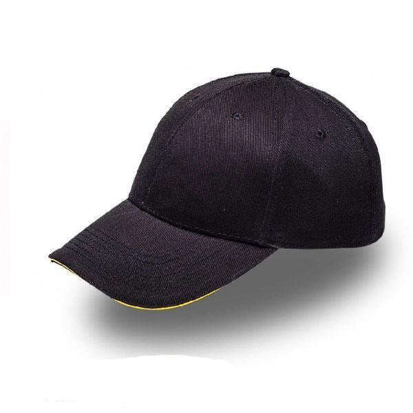 Retail Sandwich Cap Heavy Brushed Cotton - Black | Yellow