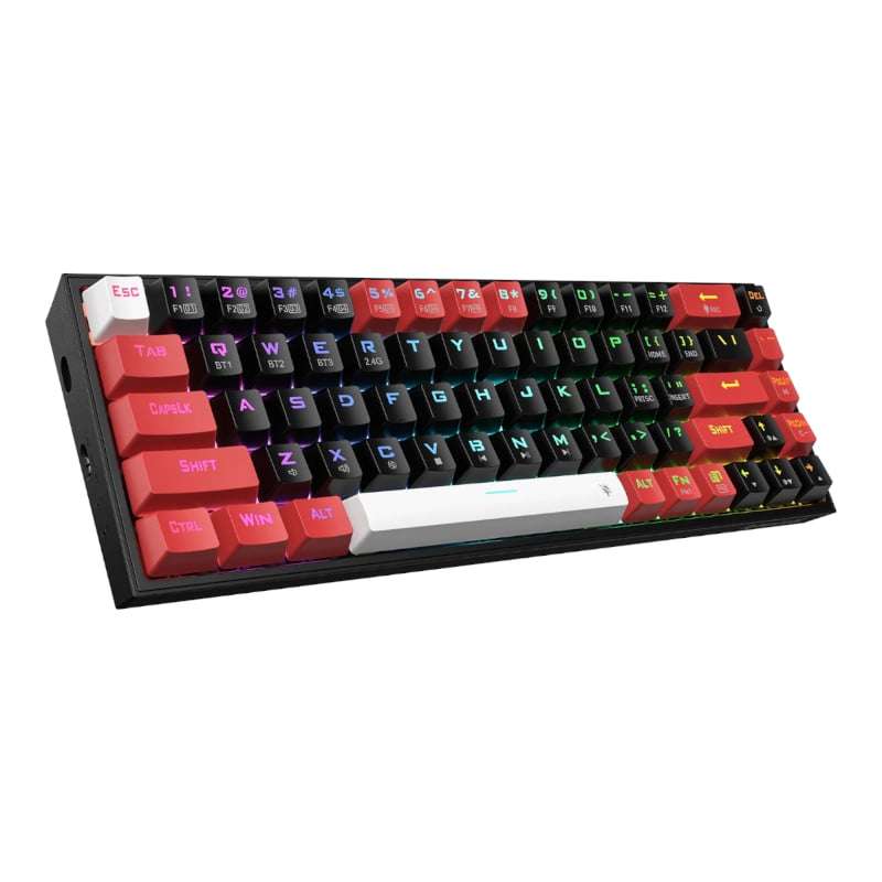 REDRAGON Castor Pro 68Key Wireless Red|Black|White KeyCap Bluetooth RGB Red Switch  Black|Red