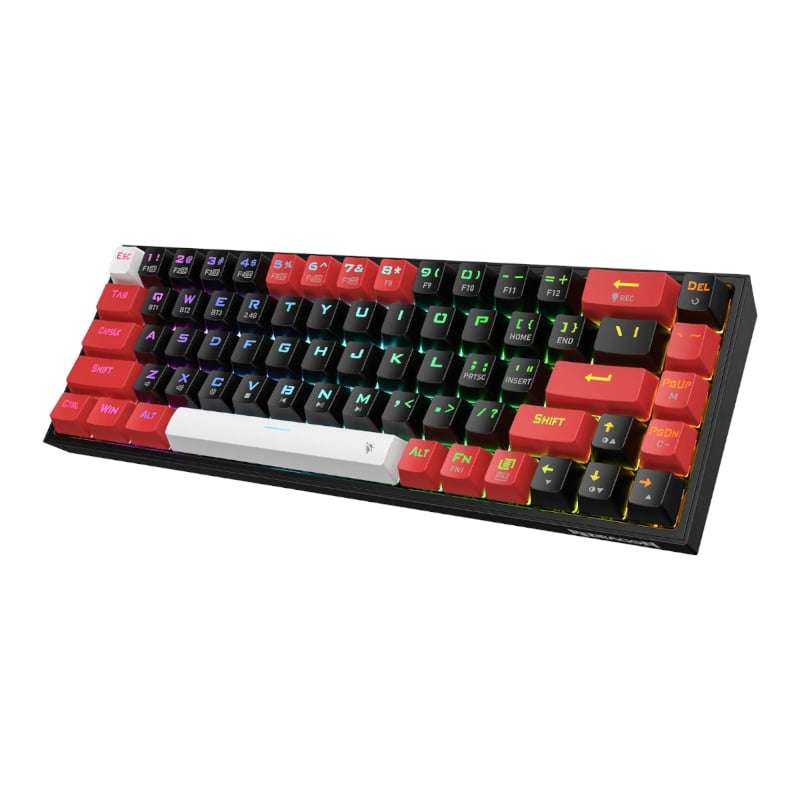REDRAGON Castor Pro 68Key Wireless Red|Black|White KeyCap Bluetooth RGB Red Switch  Black|Red