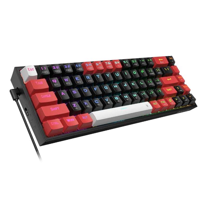 REDRAGON Castor Pro 68Key Wireless Red|Black|White KeyCap Bluetooth RGB Red Switch  Black|Red