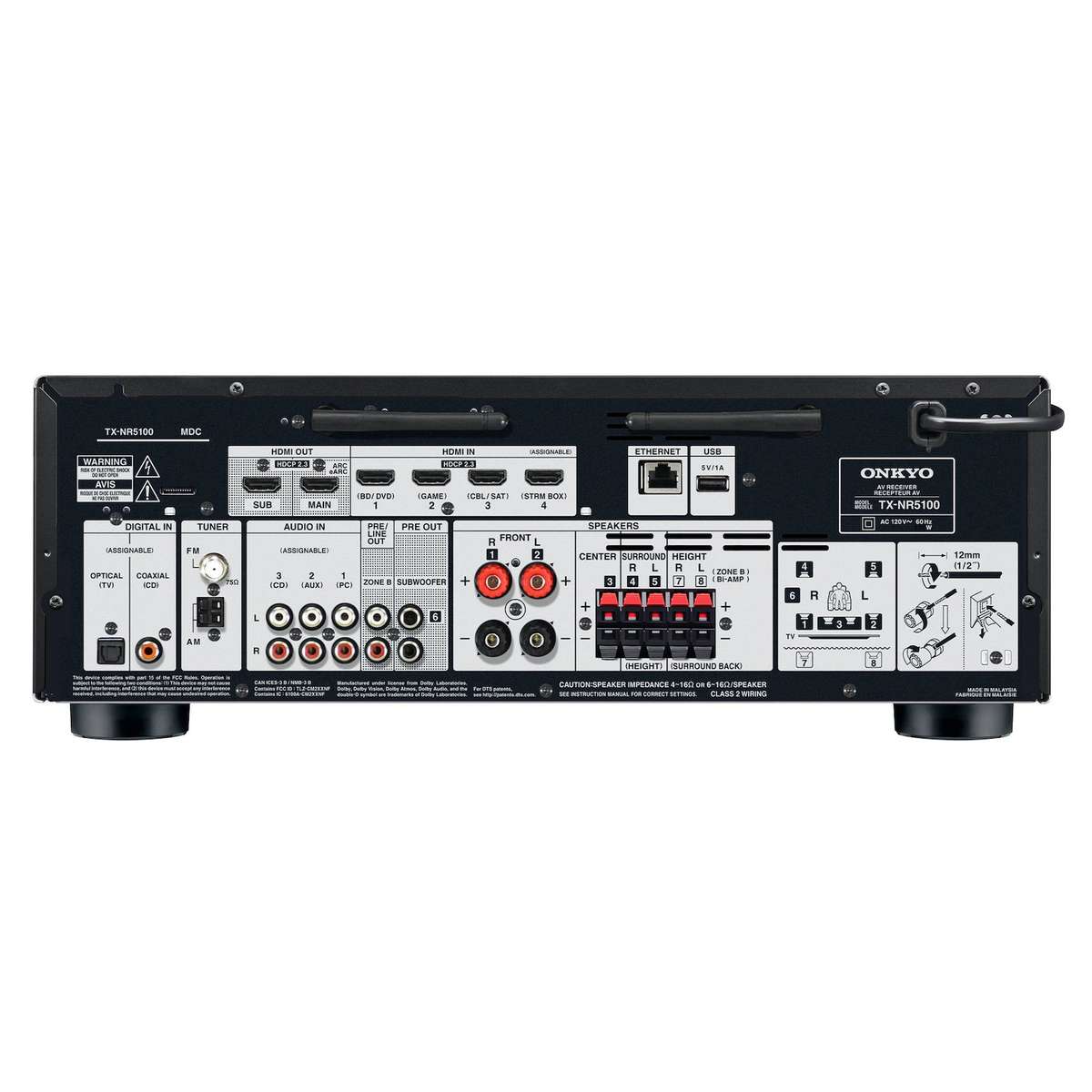 Onkyo TX-NR5100 7.2-Channel 8K AV Receiver - Black