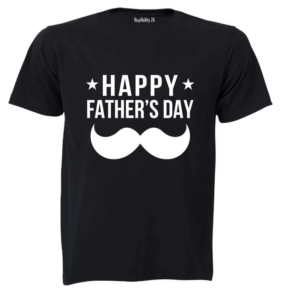 Happy Fathers Day - Mustache & Stars - Adults - T-Shirt