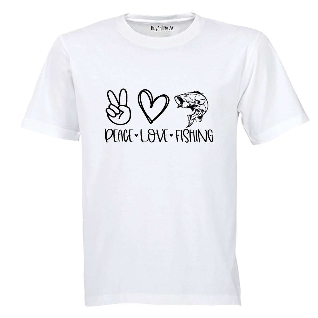 Peace. Love. Fishing - Adults - T-Shirt