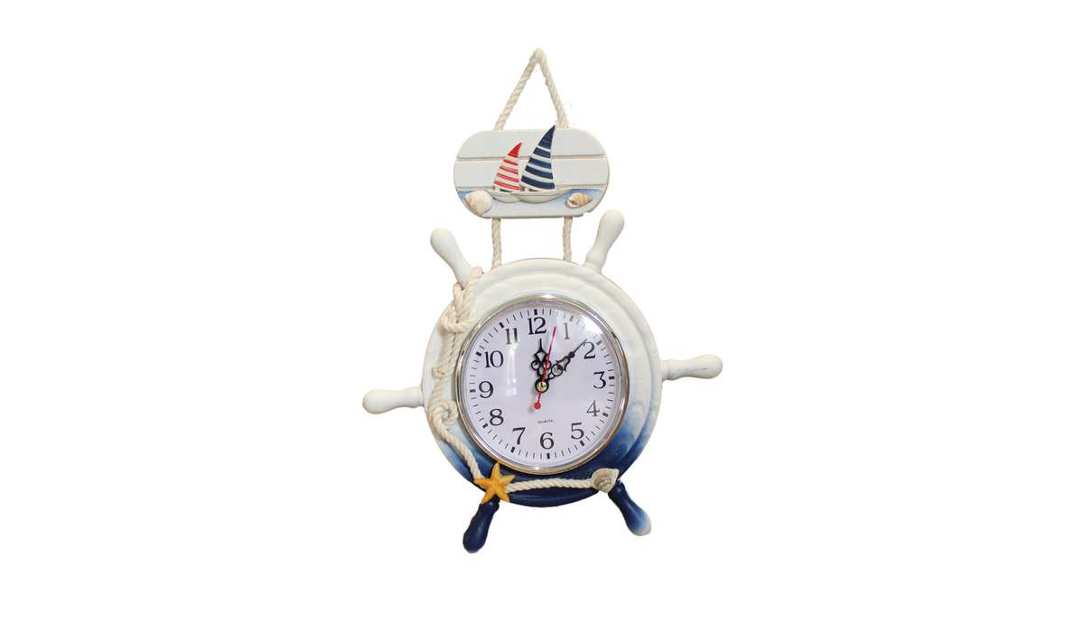 Nautical Hanging Clock With Sail Boats