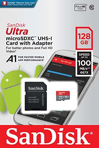 Micro Sd Card 128 Gig - Sandisk Ultra 128GB Micro SDXC UHS-I Card with Adapter -  100MB/s